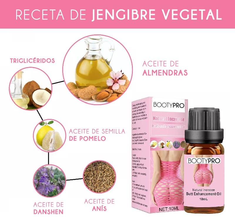 BootyPro™ – Aceite Reafirmante Natural para Glúteos que Realza tu Figura